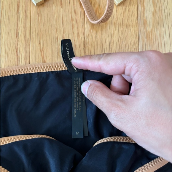 vix by Paula Hermanny Wrap Top String Bikini Set, Black and Tan, Medium - Picture 6 of 9